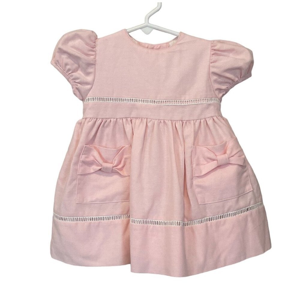 Peaches 'n Cream Dress Empire Waist Puff Short Sleeve 12 months pink Easter